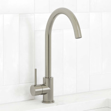 Clovelly Brushed Nickel Gooseneck Kitchen Sink Mixer