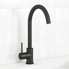 Clovelly Matte Black Gooseneck Kitchen Sink Mixer