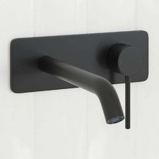 Clovelly Matte Black Curved Bath/Basin Wall Mixer Set