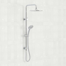 Clovelly Chrome Square Gooseneck Twin Shower