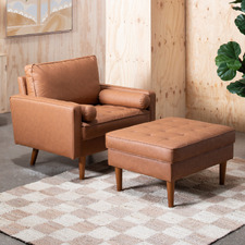 Stockholm Faux Leather Armchair & Ottoman Set
