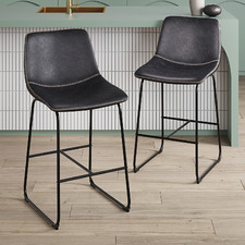 66cm Phoenix Vintage-Style Faux Leather Barstools (Set of 2)