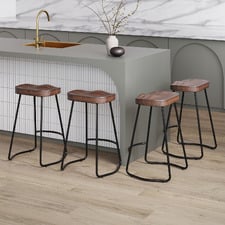 66cm Premium Vintage-Style Elm Wood Barstools (Set of 4)
