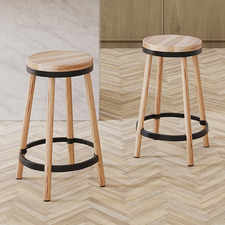 65cm Brooklyn Ash Wood & Metal Barstool