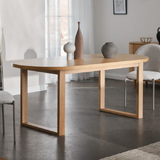 190cm Oval Ski-Leg Oak Wood Dining Table