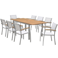 8 Seater Maui Outdoor Extendable Dining Table & Sling Chair Set
