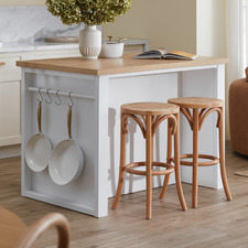 2 Seater Rhodes Kitchen Island Bench & Luca Stool Set