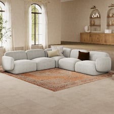 5 Seater Natural Moab Bouclé Modular Sofa Set