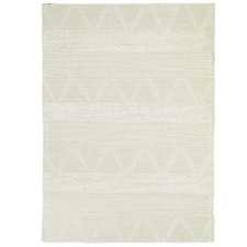 Ivory African-Inspired Flat Weave Wool-Blend Rug