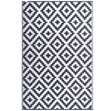 Grey & White Aztec-Style Outdoor Rug