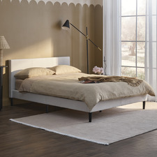 White Quiton Boucle Platform Bed