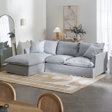 Seafoam Softy Premium 3 Seater Slipcover Sofa with Chaise