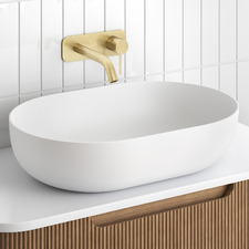 Sabina 600mm White Oval Ceramic Above Counter Basin