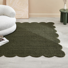 Rowe Boucle Wool-Blend Scalloped Rug
