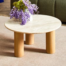 Arabella Round Travertine Stone Coffee Table