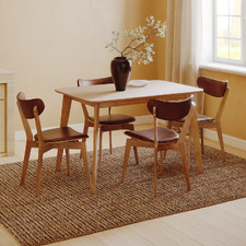 4 Seater Larsen Dining Table & Faux Leather Chair Set