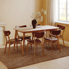 6 Seater Larsen Dining Table & Faux Leather Chair Set