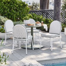 4 Seater Nadi Aluminium Outdoor Dining Table & Shelly Chair Set