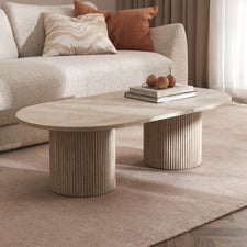 Tilly Oval Travertine-Look Coffee Table