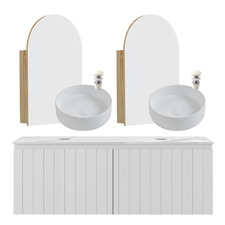 Belmont 1200mm Double Vanity Package with Arch Shaving Cabinets