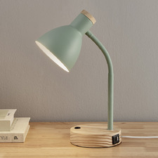 Finley Metal & Timber Desk Lamp with USB