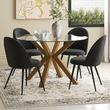 4 Seater Charlie Dining Table & Black Chair Set