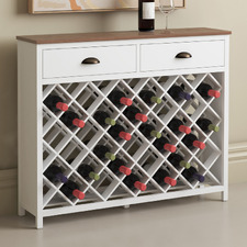 White & Natural Zoe Pine Wood Wine Rack