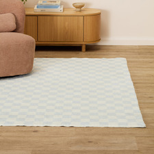 Blue Ada Machine Washable Check Rug
