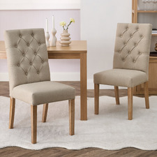 Windsor Linen Upholstered Dining Chairs (Set of 2)
