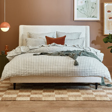 Sage Gingham Washed Cotton Quilt Cover Set