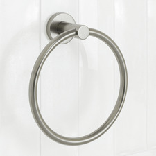 Clovelly Brushed Nickel Towel Ring