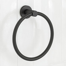 Clovelly Matte Black Towel Ring