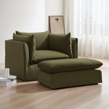 Jude Oversized Slipcover Armchair & Ottoman Set