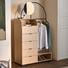 Joane Arched Entryway Wardrobe with Mirror