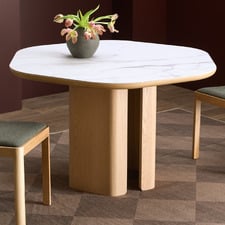 120cm Premium Hex Marble-Look Dining Table
