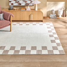 Natural Reign Check Machine Washable Rug