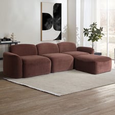 Cami 4 Seater Chenille Modular Sofa & Ottoman Set