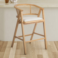 65cm Shun Rattan & Beech Wood Bar Stool