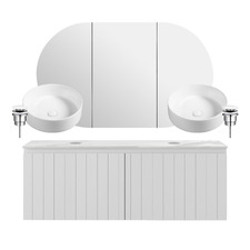 Belmont II 1200mm Double Vanity Package with Oval Shaving Cabinet
