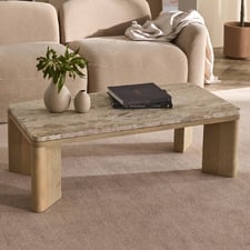 Misha Rectangular Mango Wood & Marble Coffee Table