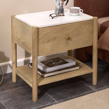 Maya Marble & Mango Wood Bedside Table