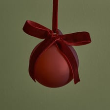 Set of 6 Velvet Bow Glass Baubles
