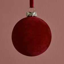 Flocked Glass Christmas Baubles (Set of 6)