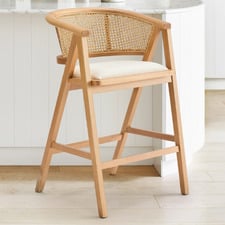 65cm Shun Rattan & Beech Wood Bar Stool