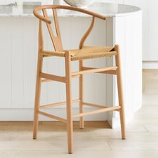 66cm Hans Wegner Wishbone Replica Solid Beech Wood Bar Stool