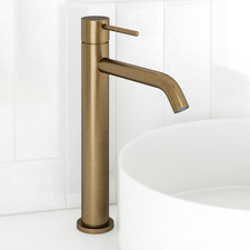 Clovelly Antique Brass Curved Tall Basin Mixer