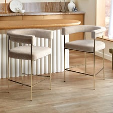65cm Tamara Chenille Bar Stools (Set of 2)
