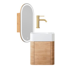 Boyd 450mm Wall Hung Small Space Vanity Package with LED Mirror Cabinet & Mixer