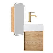 Cali 450mm Wall Hung Small Space Vanity Package with LED Mirror & Mixer