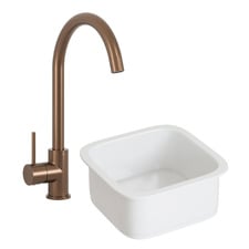 Clovelly Bronze Sink Mixer & Bowral 480mm Fireclay Sink Package